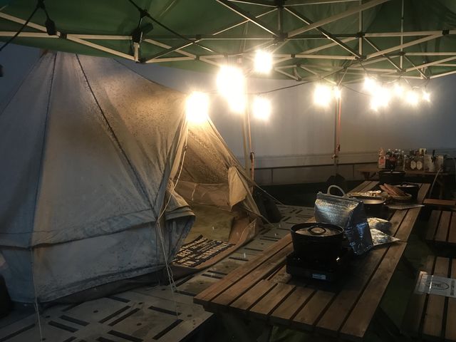 カビだらけのテント…_BBQ SKY TERRACE 西武所沢S.C.店