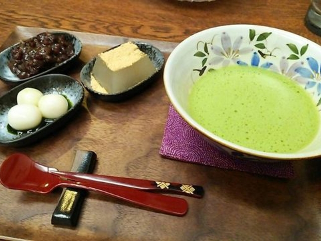 お抹茶と団子セット_嵐山 のむら