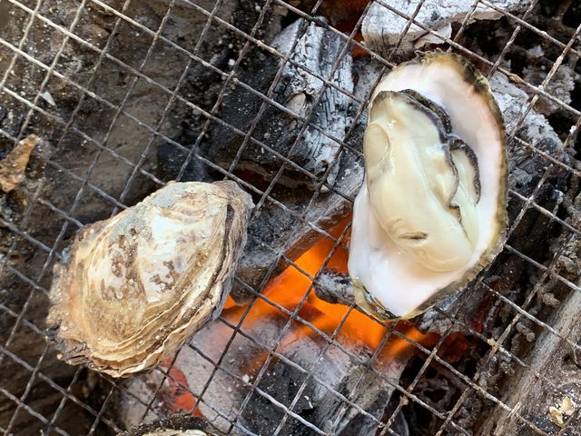 初めての焼き牡蠣_マルモ水産 海上かき小屋