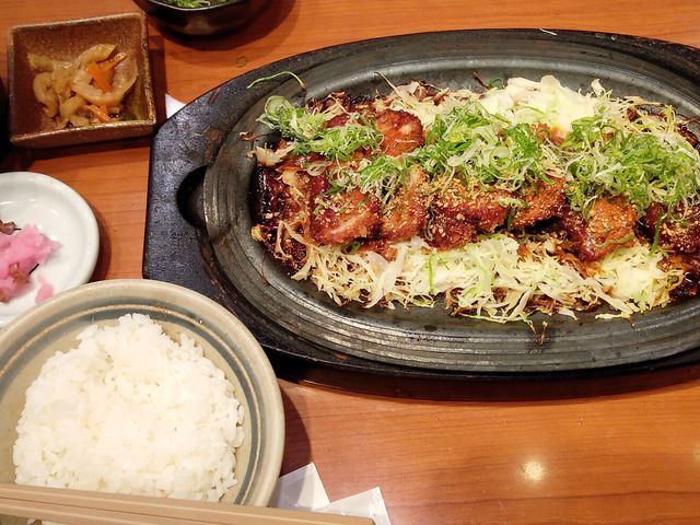 鉄板ひれとんかつ定食+ねぎ_矢場とん 栄セントライズ店