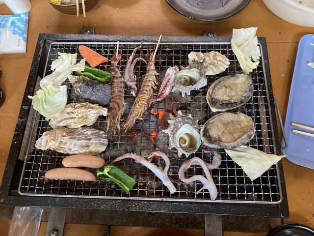 アワビに感激_かき焼き おみやげ村