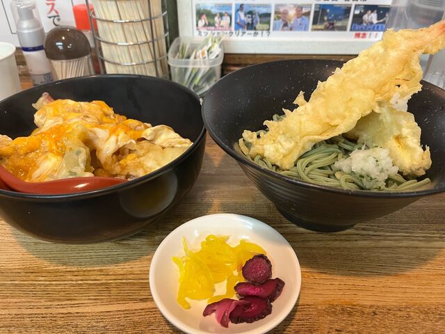 天丼とお蕎麦のセット_そば処 やぶ