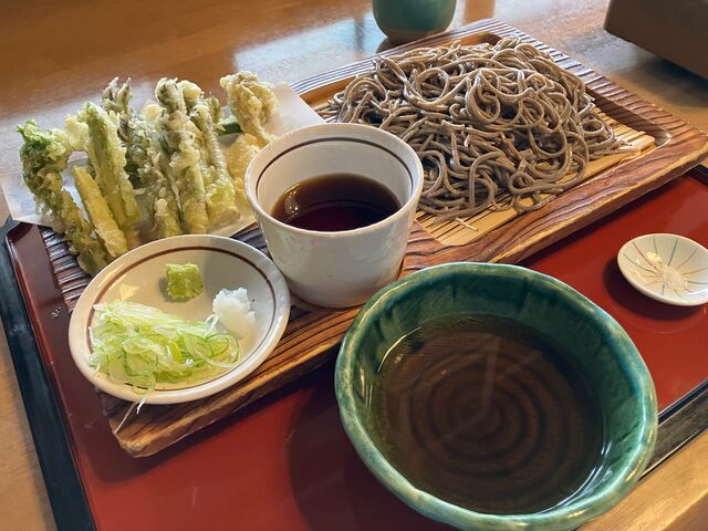 山菜天ざるセット(十割そば)_長寿更科