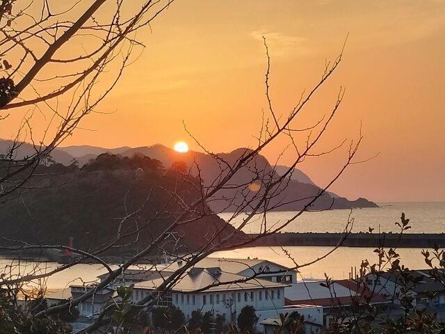 香住の夕陽_大引の鼻展望台