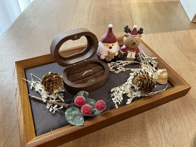 仕上がった(スタッフさんが綺麗にして下さります)指輪をこんな風に可愛く持って来てくれました。_itoaware-いとあはれ-長崎店