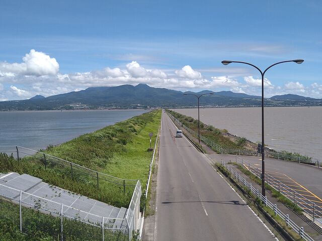 諫早湾干拓堤防道路潮受け堤防展望所
