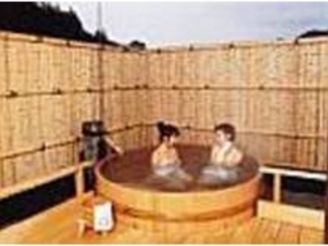 源泉の檜露天。女性15時〜19時_元湯旅館光陽館