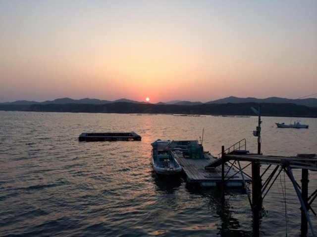 夕焼けの桟橋_相差海釣センター