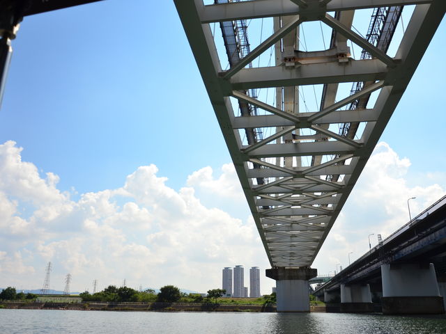 川から見上げる橋は船ならではの景色。_蘇れ!!淀川の舟運 下りコース