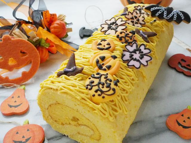 ハロウィンのかぼちゃロールケーキ_お菓子教室Epiphanie〜エピファニー