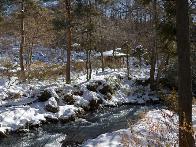 冬の庭園/桂川と奥庭_庭園と感動の宿 ホテル鐘山苑