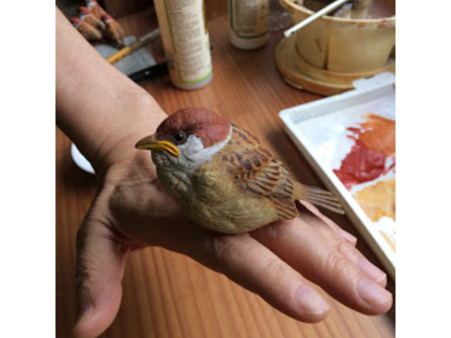 制作途中のスズメです。_ありむら工房