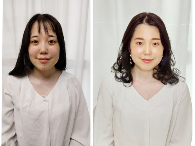 お客様のビフォーアフター:まつ毛パーマ、ヘアメイク_グラデーションスタイル札幌