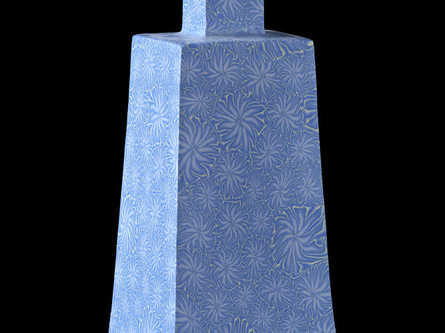 青色グラデーションを使った花器_更紗窯