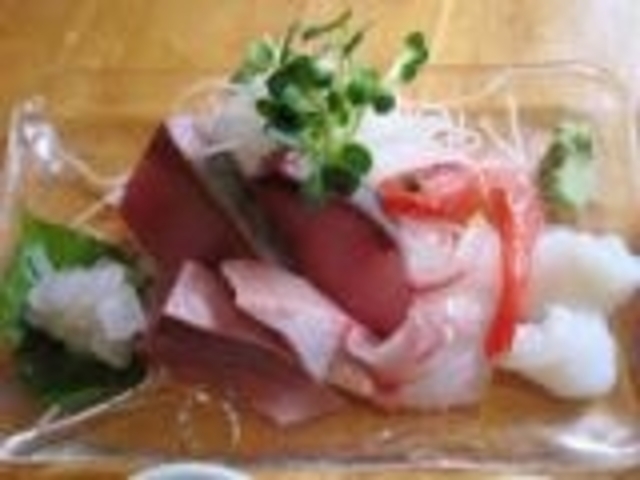 白えびさしみ入盛り合わせさしみ&天付氷見うどん_海鮮料理おがわ