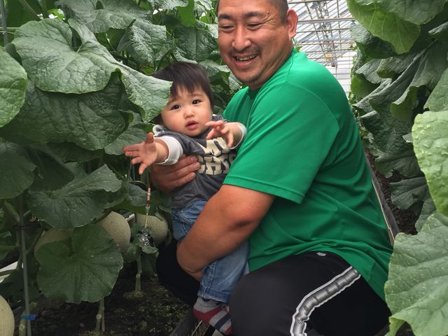 ハウスの中に入れていただきました_南張メロン 川口農園