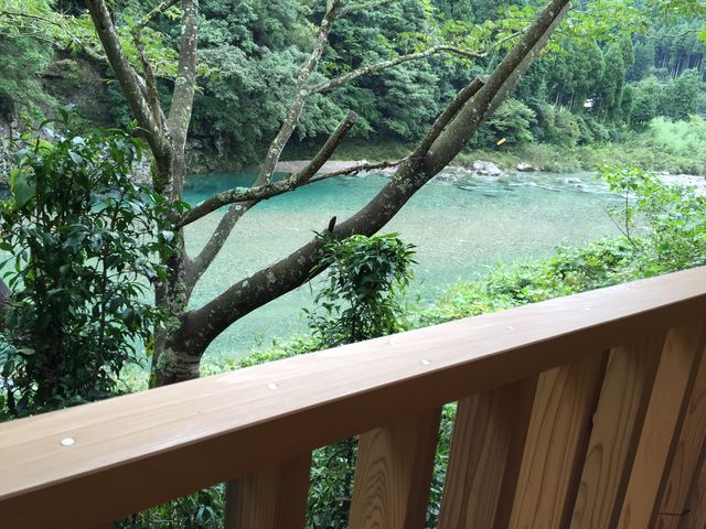 席からは見える川が綺麗_鮎や