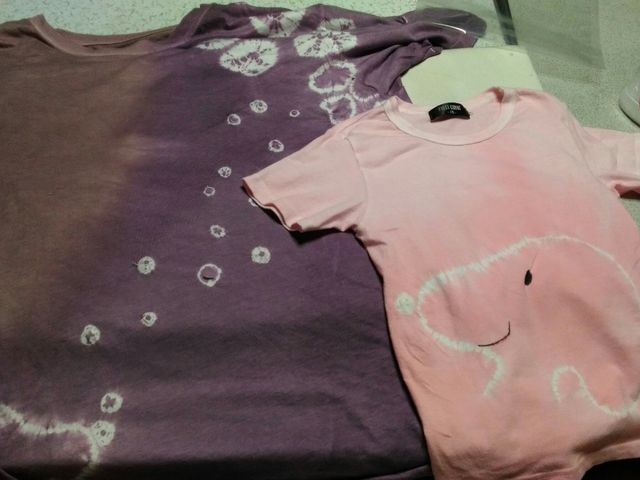 頑張って絞った甲斐あって
素敵なオリジナルTシャツが出来ました。_京の絞り工房川崎