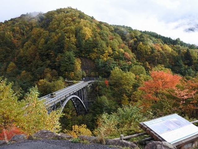 紅葉と北アルプス大橋_北アルプス大橋