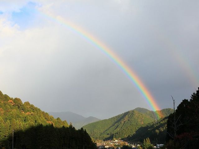 夕がたラステンほらどで虹を見ました!_板取川