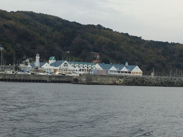 船から見た伊東マリンタウン_海中遊覧船はるひら丸イルカ号・伊東マリンタウン発着場