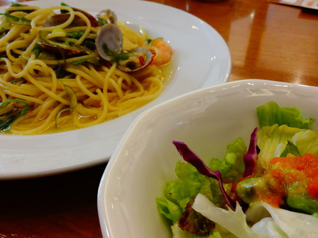 三陸産茎わかめとあさりの和風スパゲッティランチ_ココス袋井店