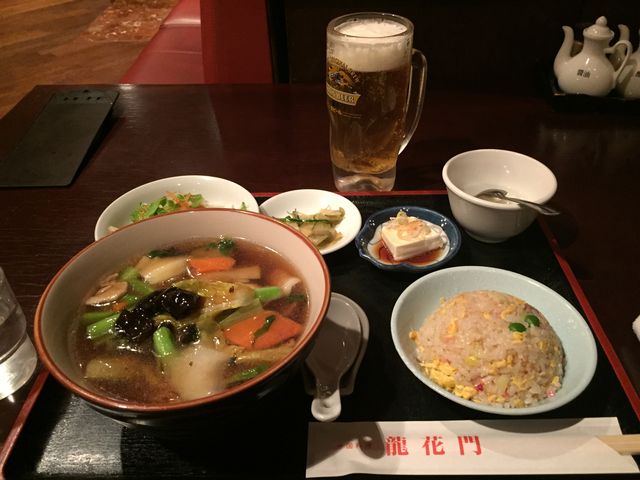 五目そばセット&生ビール_龍花門新浦安店