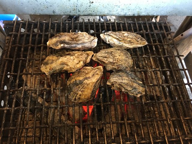 自分たちで焼いて食べるのが楽しい_かき焼き・勇栄丸