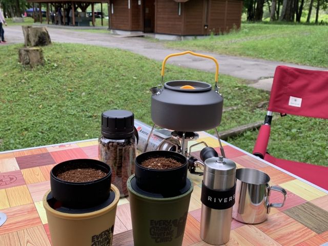 朝コーヒーは最高でした!_日高町 沙流川 オートキャンプ場