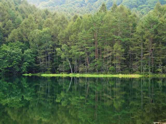 御射鹿池の美カガミc_奥蓼科(おしどり隠しの滝・御射鹿池)