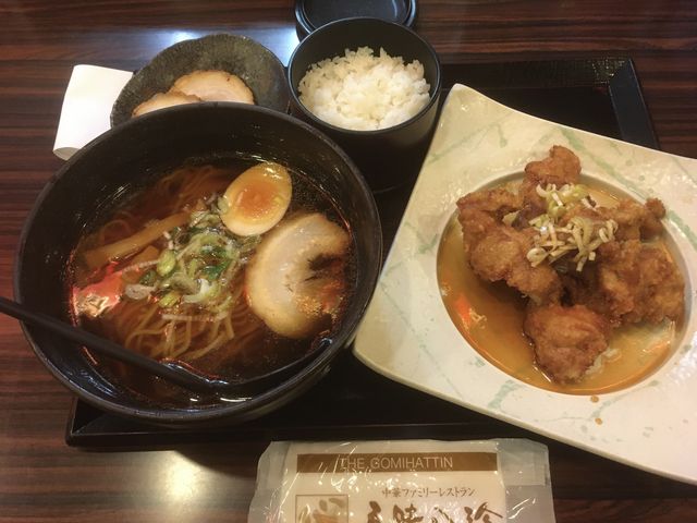 鶏のから揚げセット(しょうゆラーメン)_五味八珍掛川店