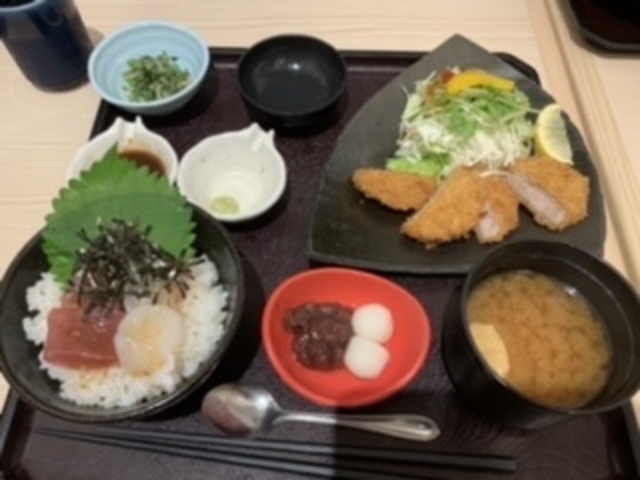 鮪帆立丼ヒレかつ定食_四六時中ららぽーとTOKYOBAY店