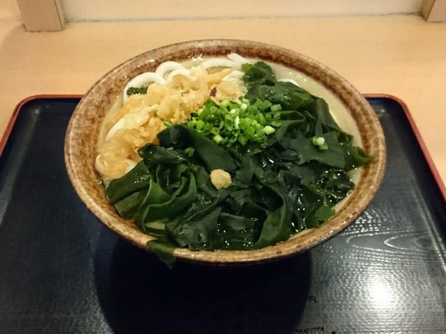 わかめたっぷりの「わかめうどん」_讃岐うどん 條辺