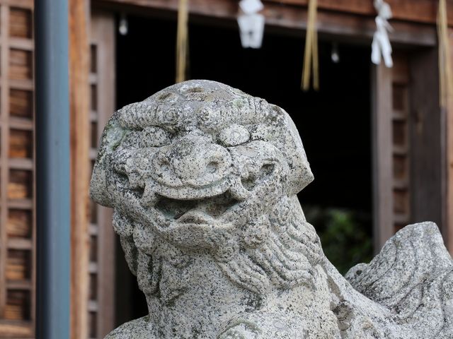 拝殿前の狛犬。_闇無浜神社