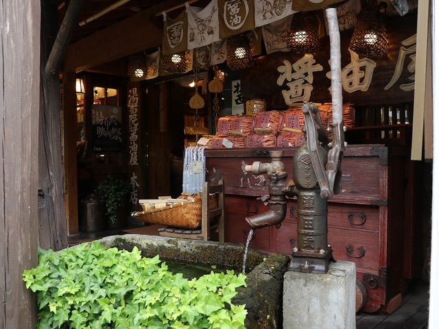 懐かしいポンプの井戸。_湯布院 醤油屋 本店