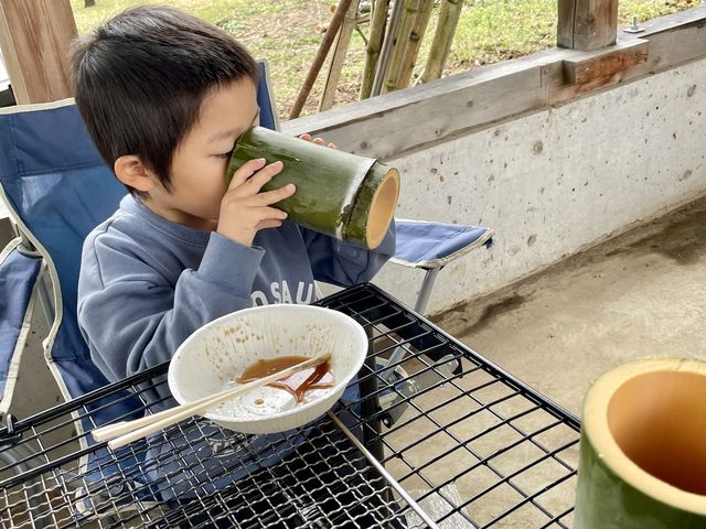 自分で切った竹は愛着あるみたいでした^_^_ハラシモベース