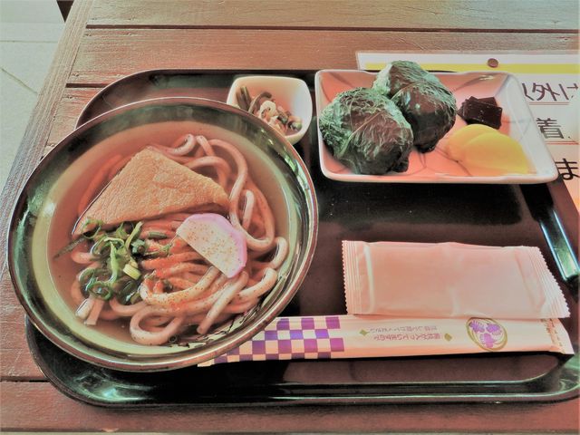 茶屋ランチ「いざなみ米入りうどん」+めはり寿司のセット_お綱茶屋