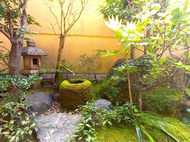 テーブルから見える小さな庭_老松 嵐山店(おいまつ)