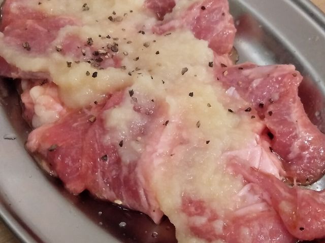 やみつきにんにくハラミ(豚)・599円_焼肉ホルモン たけ田 静岡呉服町店