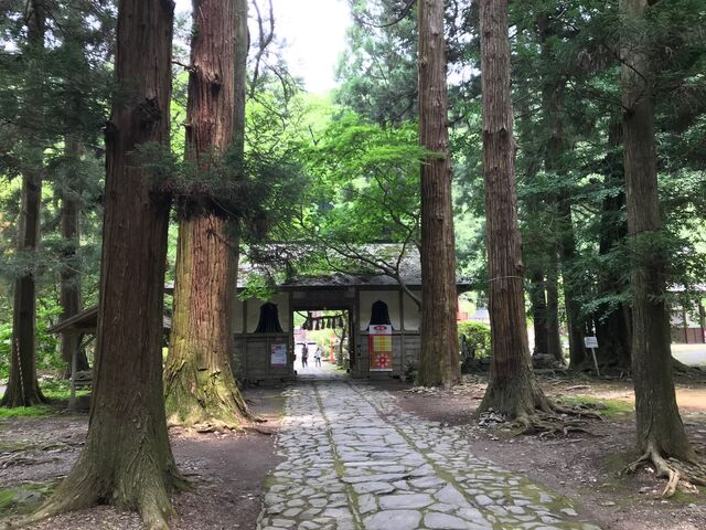 山門と杉木立_柳津虚空蔵尊(宮城県)