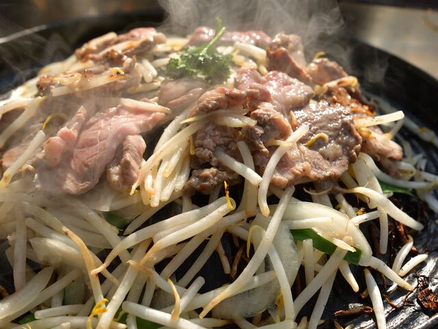 ラム肉のジンギスカン。臭みがなくたれにつけなくても美味しくいただけました。_岡崎ジンギスカンバル 北海道マルシェ 北岡崎本店