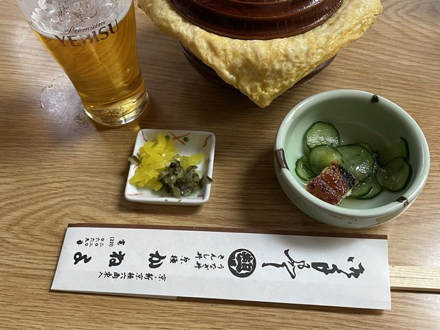 ミニセット+ミニビール
卵をめくるとうなぎは2切れ・・少し物足りないかな_かねよ