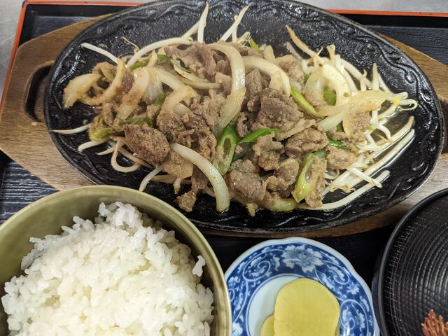 エゾ鹿肉ジンギスカン定食_ファミリーレストランはやかわ
