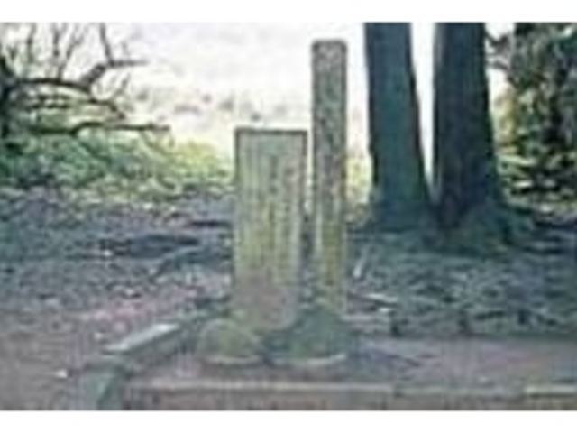 白い鳥居の側にある記念物カンドゥラ石_嘉保根御獄