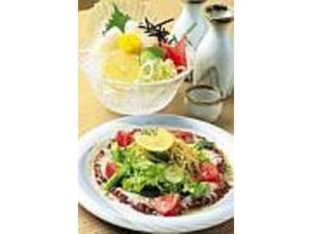 『タコのカルパッチョ』と『いかそーめん』_万葉庵 万代店