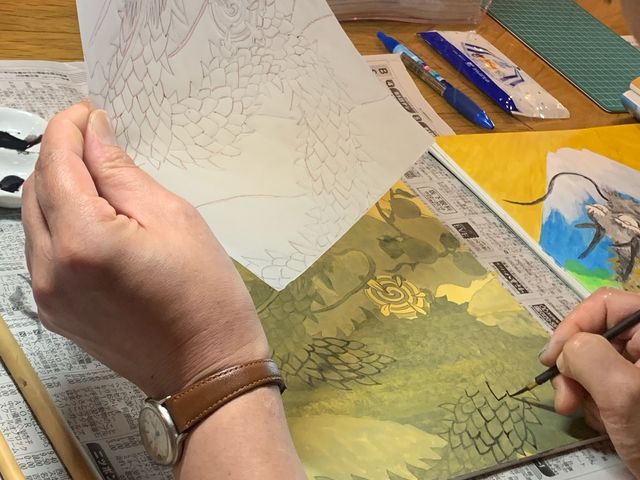 日本画制作中_スクール実 minori