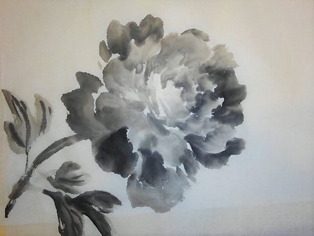 先生が教室で描いた牡丹のお手本です。_日中水墨協会認定カルチャー教室 満柏書画塾