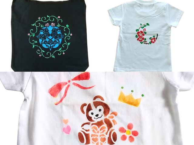 伊勢型紙染付体験ではTシャツやバッグに染め付けていきます_made in 伊勢