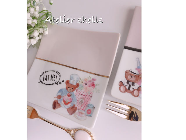 体験レッスンで使用する、13センチスクエアプレート!_Atelier shells