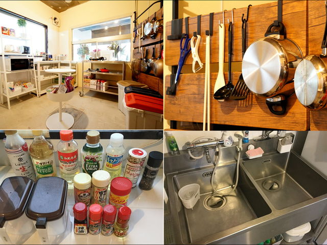 共用キッチンには、調理器具、食器、調味料を取り揃えております。_We Home ホテル+ホステル&キッチン